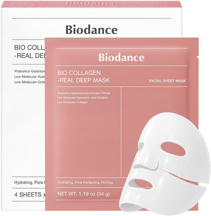 BIODANCE Bio-Collagen Masque Profond Réel, Masque Hydrogel, Skincare Coréenne, 4 pièces