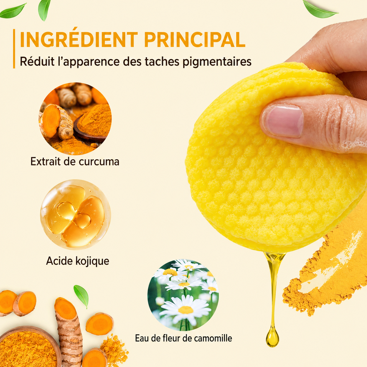 Pads Nettoyants au Curcuma 3 en 1