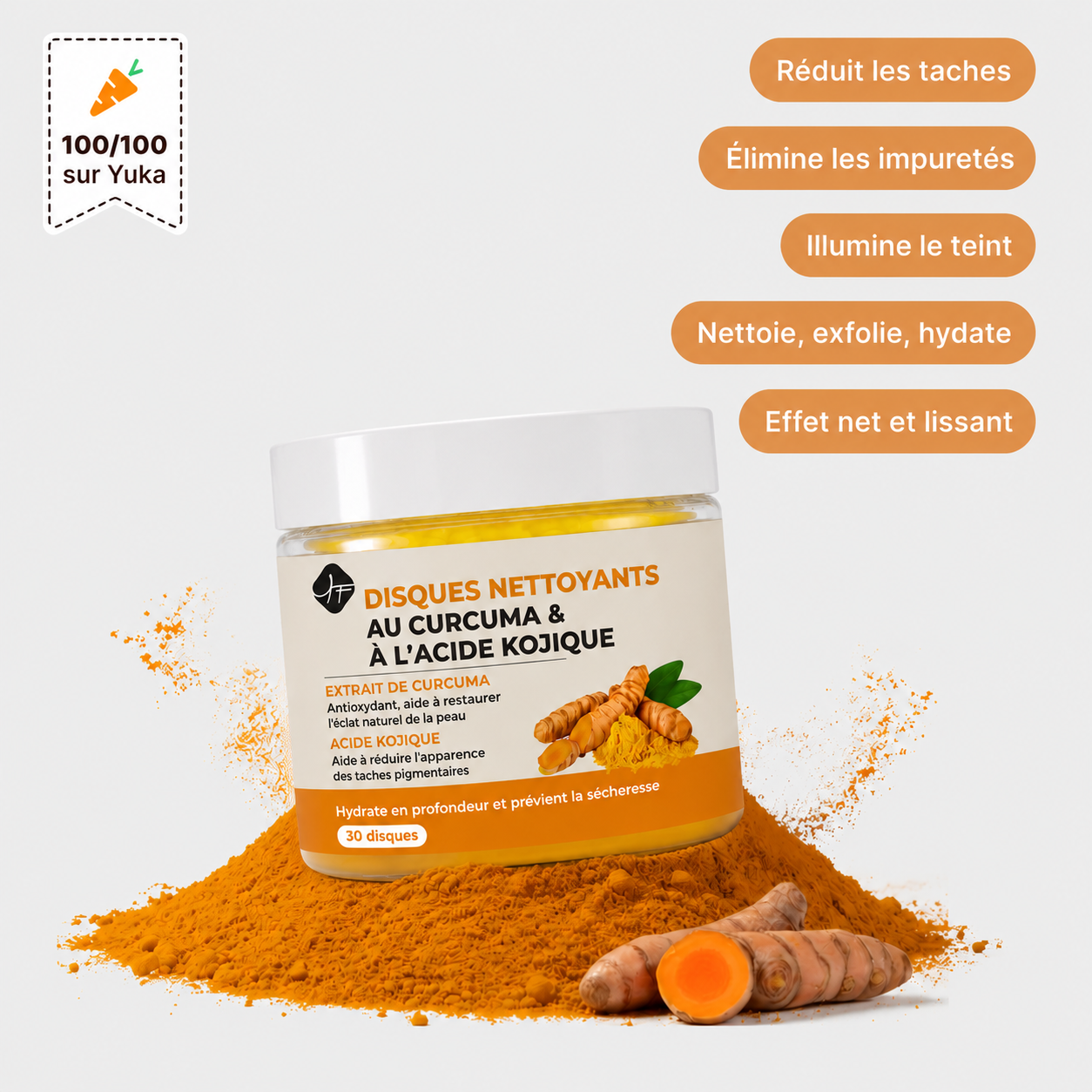 Pads Nettoyants au Curcuma 3 en 1